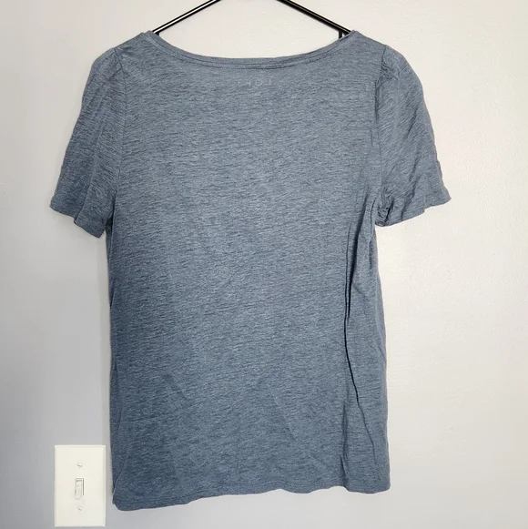 LOFT Light Blue 100% Linen Tee - Picture 2 of 4